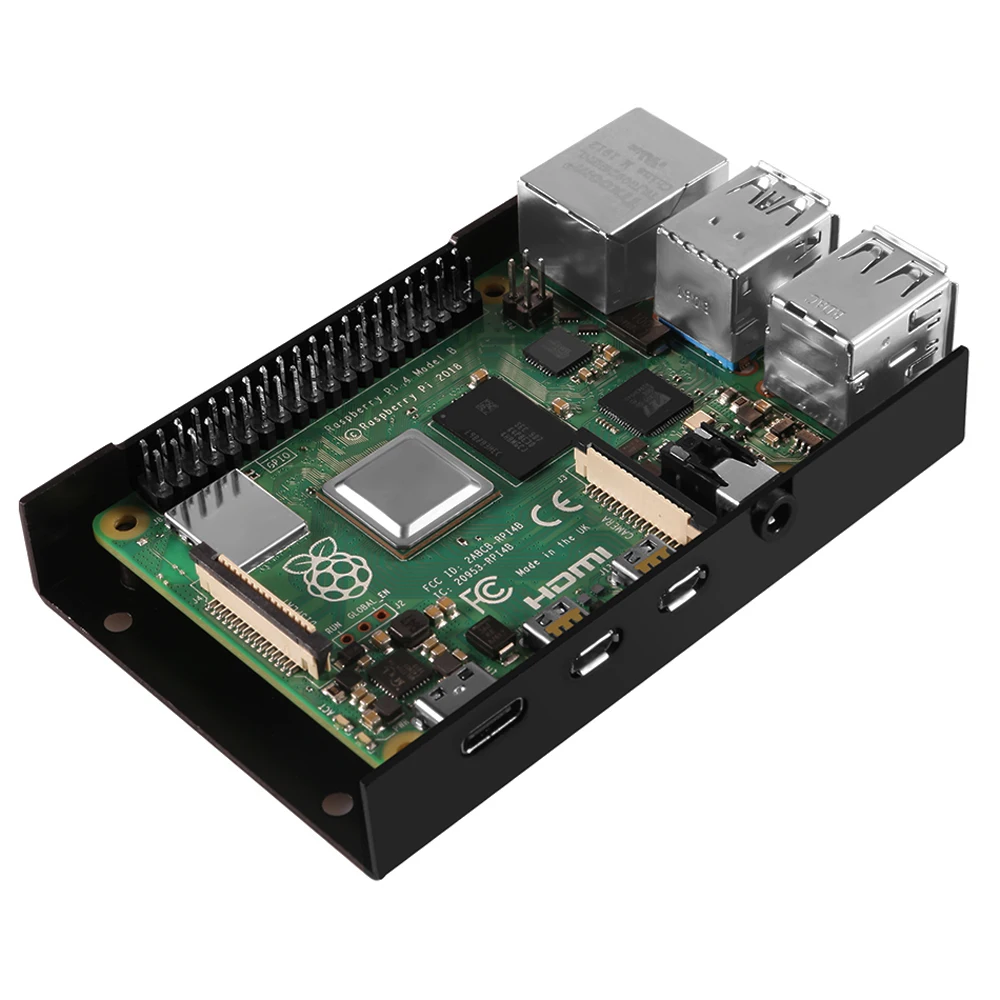 Raspberry Pi 4 Чехол Алюминий Коробка черный серебристый цвет корпус с теплоотвод