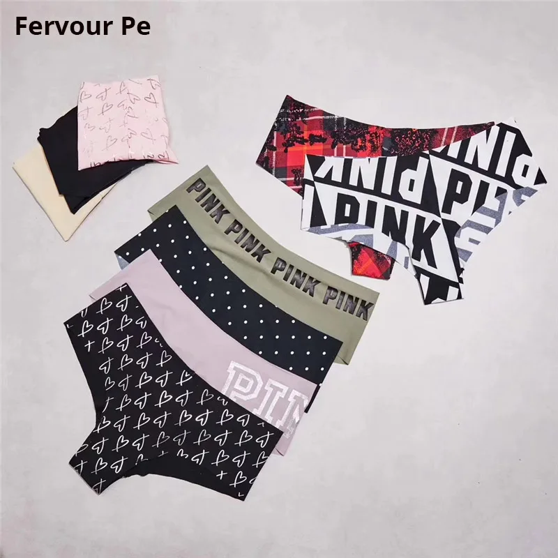 Exclusive new Sexy Seamless Briefs Fashion pink letters printing Women Panties Low Waist Briefs woman Underwear M/L
