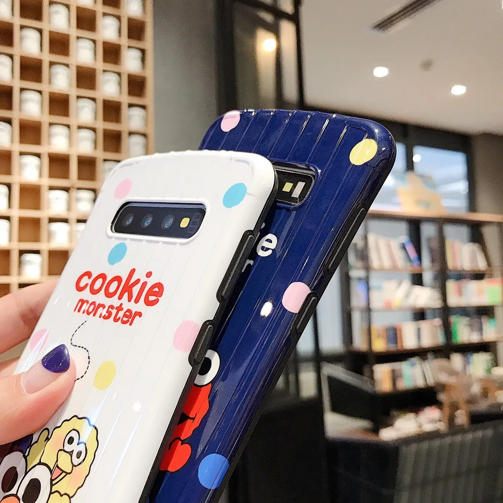 Cartoon Sesame Street Shockproof Case For Samsung Galaxy S10 Plus S8 S9 Fashion Luggage Design Cover Note 10 9 |