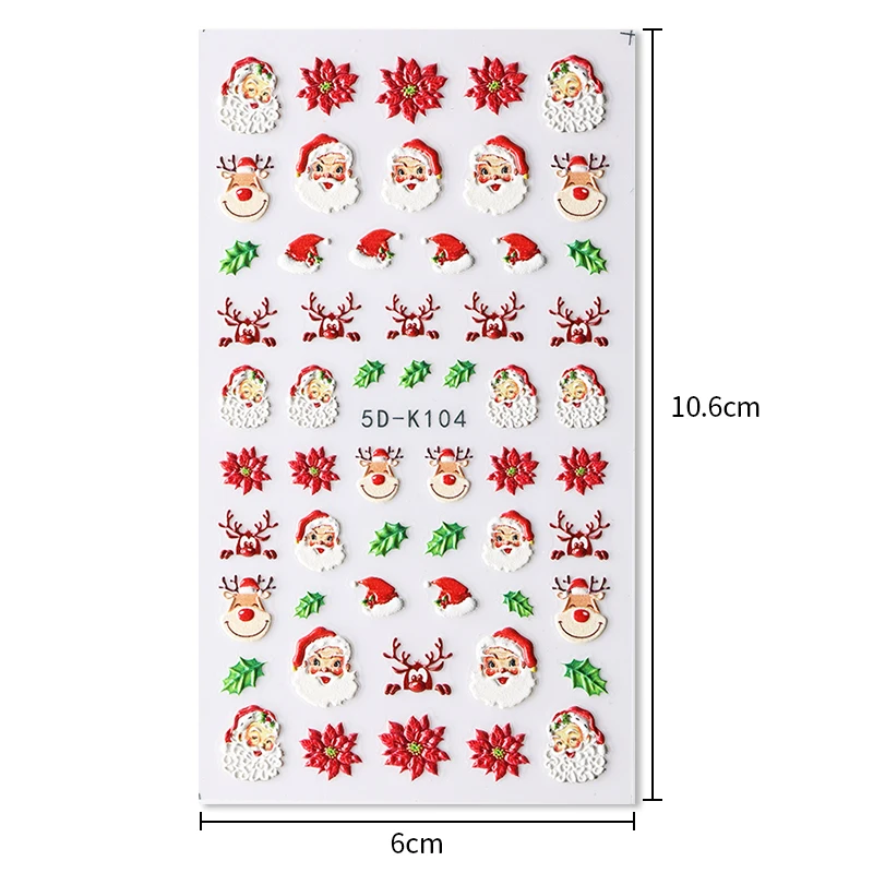1 лист тисненные снежинки 5D наклейки для ногтей наклейка зимнее рождественское