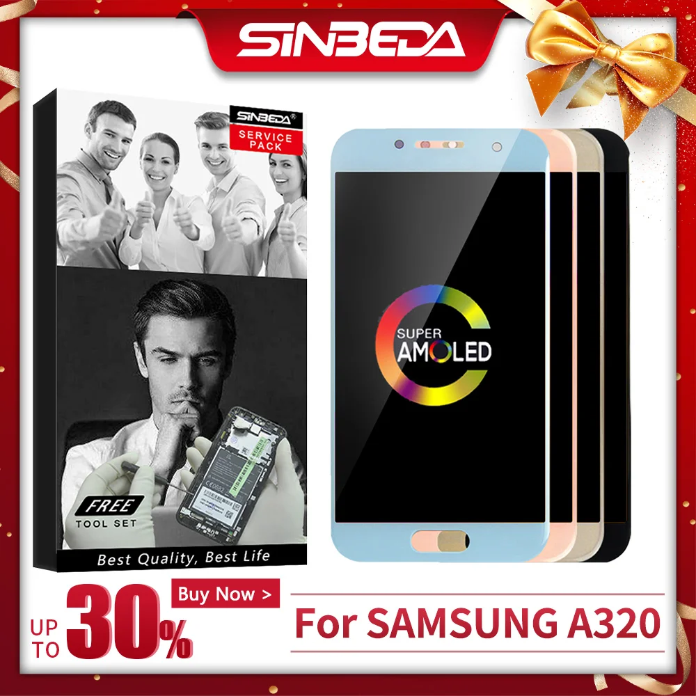 ЖК-дисплей AMOLED 4 7 дюйма для SAMSUNG Galaxy A3 2017 A320 сенсорный экран с цифровым