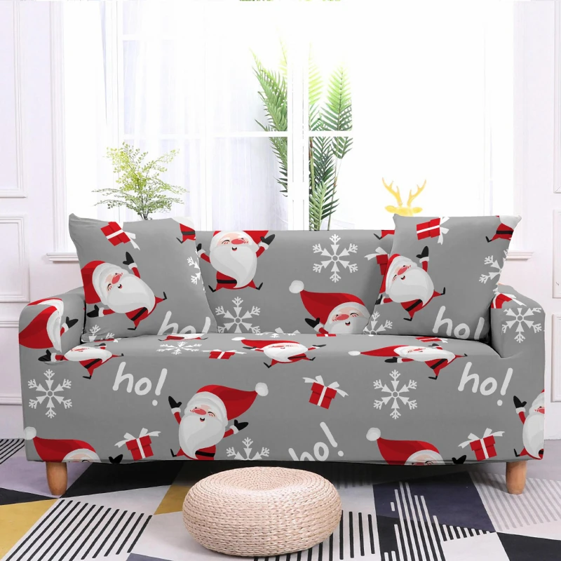 

Sofa Cover Christmas Stretch Elastic Couch Cover Case For Corner Sectional Sofa Funda De sofá L Shape Sofa Santa Claus Printed