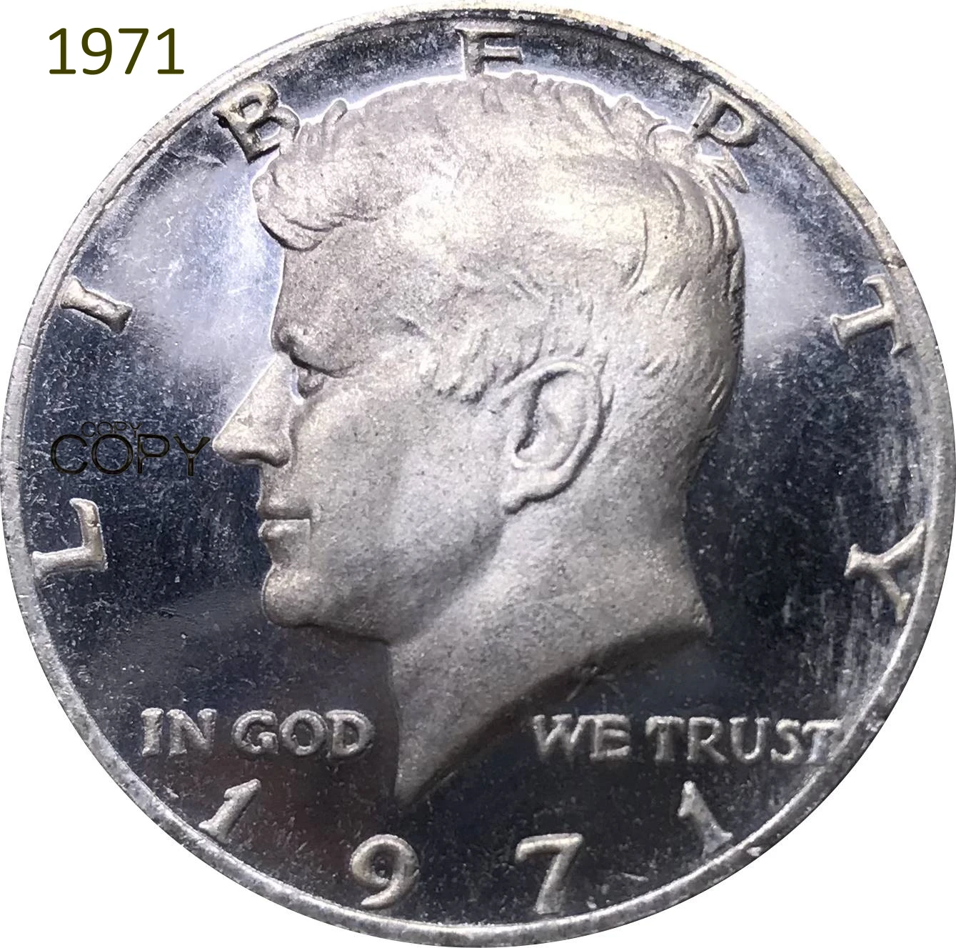 

United States Of America Liberty 1971 Coin 1/2 Kennedy Half Dollar USA Metal China Casting Cupronickel Silver Plated Copy Coins