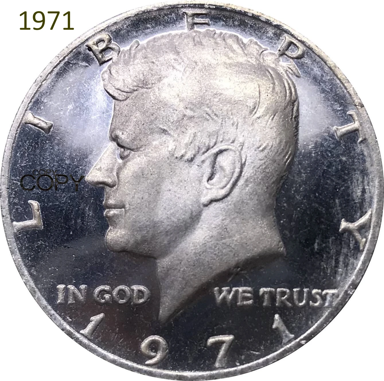 Монета 1971 1/2 г. из американского металла Посеребренная в форме мельхиора | Дом и