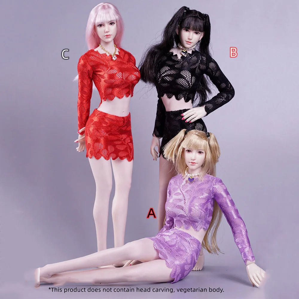 

1/6 Scale Female Sexy High-bounce Wrap Chest Bag Buttocks Skirt Set Girl Elegant Lace Dress for 12 inch Action Figure Model Body