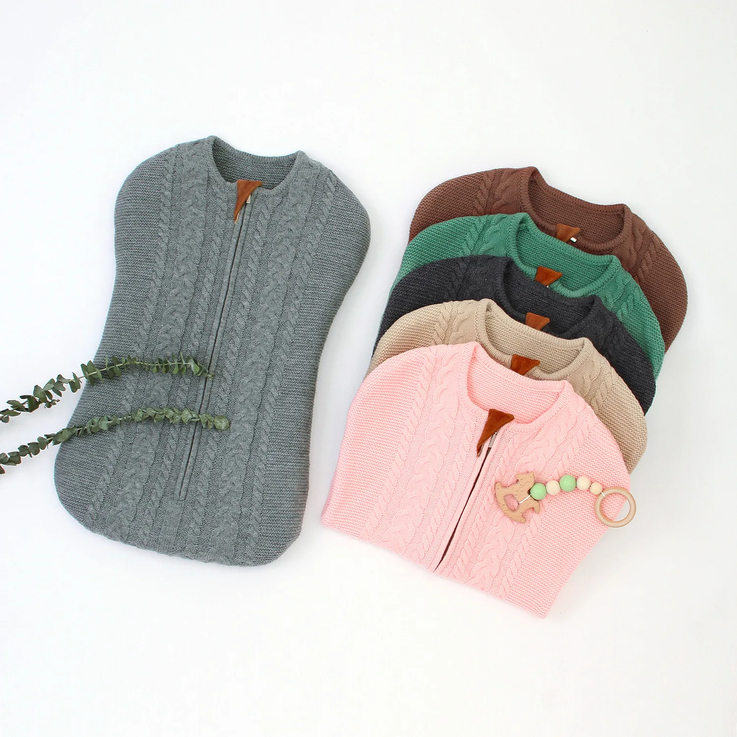 Детские зимние спальные мешки для коляски Осенние однотонные трикотажные