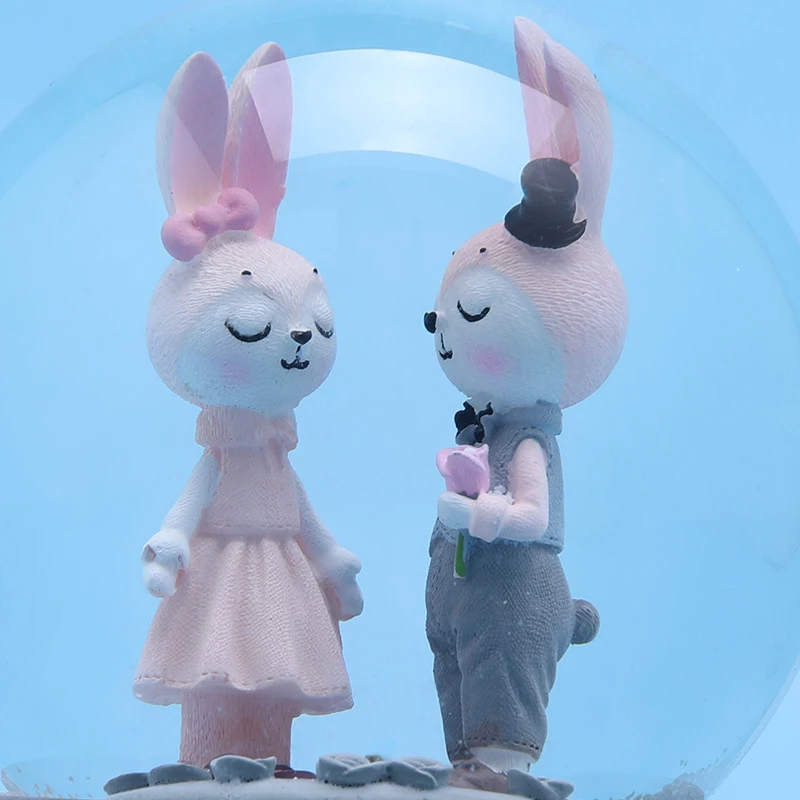 Мультяшный кролик Барби снежный шар хрустальный вращающаяся музыкальная