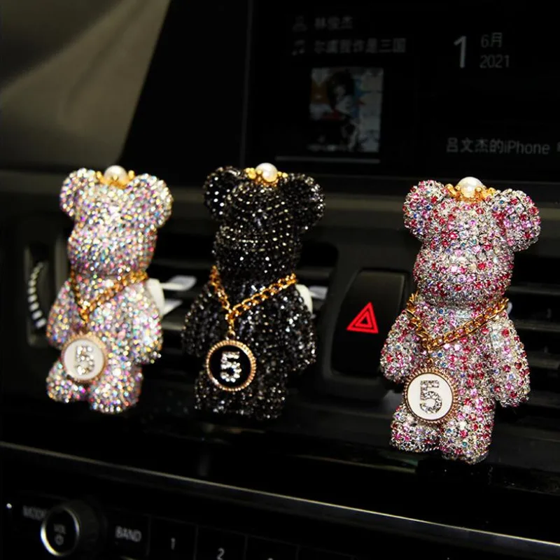 

New Diamond Violent Bear Alloy Perfume Clip Light Fragrance Car Air Tyure Outlet Air Freshener Ornament