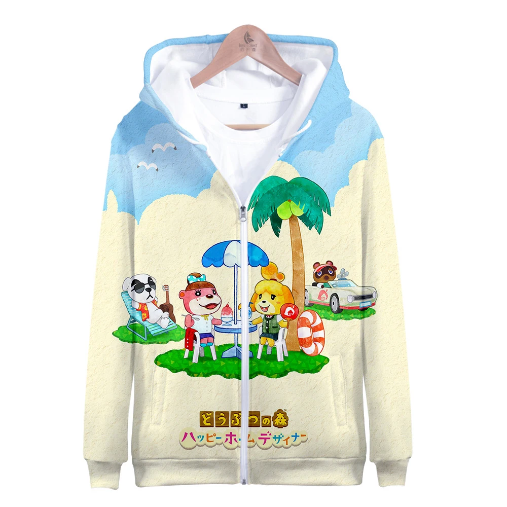

New 3D Printing Anime Fashion Hoodie Men's Animal Crossing Cartoon Top Hoodie Harajuku Street Casual Sweatshirt Zip Jacket