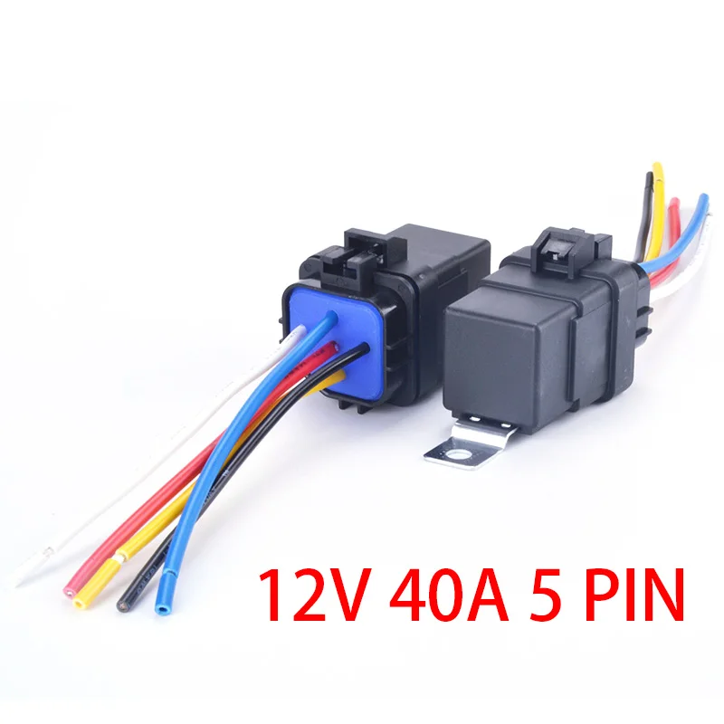 Automobile Relay Waterproof Integrated Wired DC12V 24V 40A 5Pin 4pin Auto + Holder with 105mm Length Wires | Строительство и