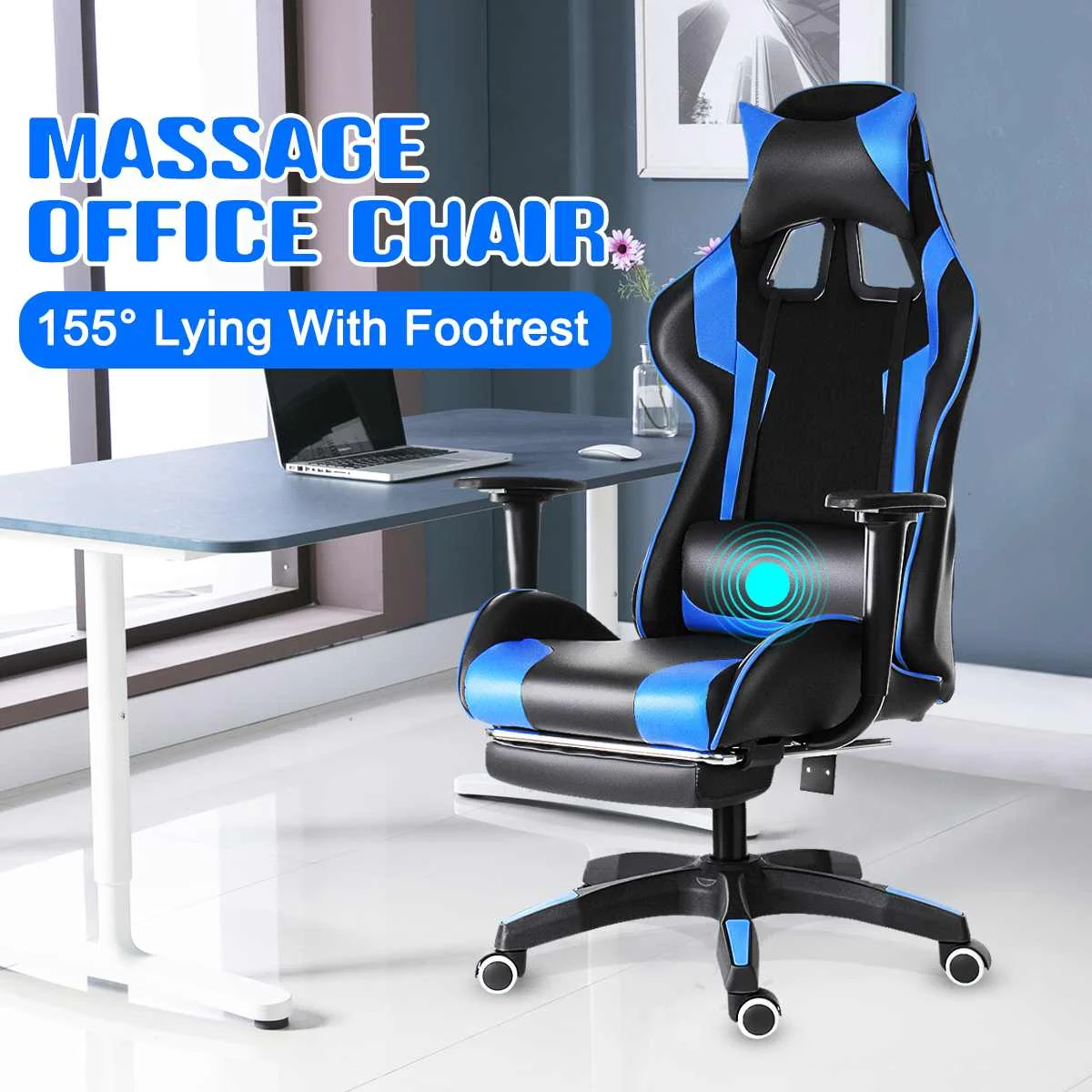 

Office Chair Electric Massage Gaming Chair Computer Chair with Footrest Leather Desk Chair Armchair Office Chair for WCG