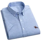 Рубашка мужская размера плюс из ткани Оксфорд, Повседневная сорочка без нагрудного кармана, 100% хлопок, с короткими рукавами, белого и синего цвета, 6xl, на лето
