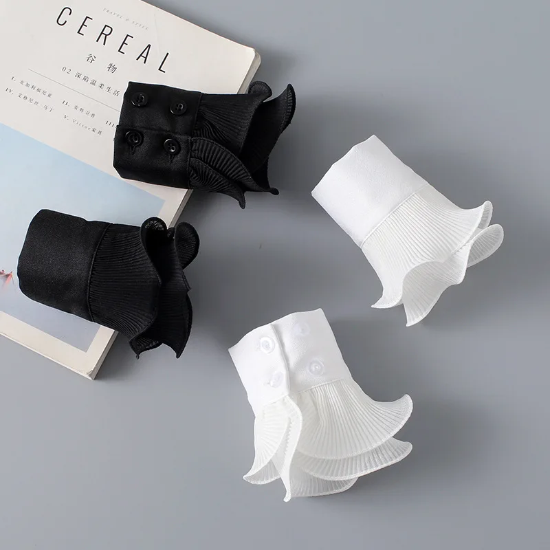 

Spring And Autumn Winter False Sleeves Beautiful Jacquard Double Hollow Jewelry Black White Cuffs Versatile Sweater white