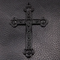 2pcs gothic style black enamel large cross pendant retro necklace metal accessories diy charm jewelry crafts making a488
