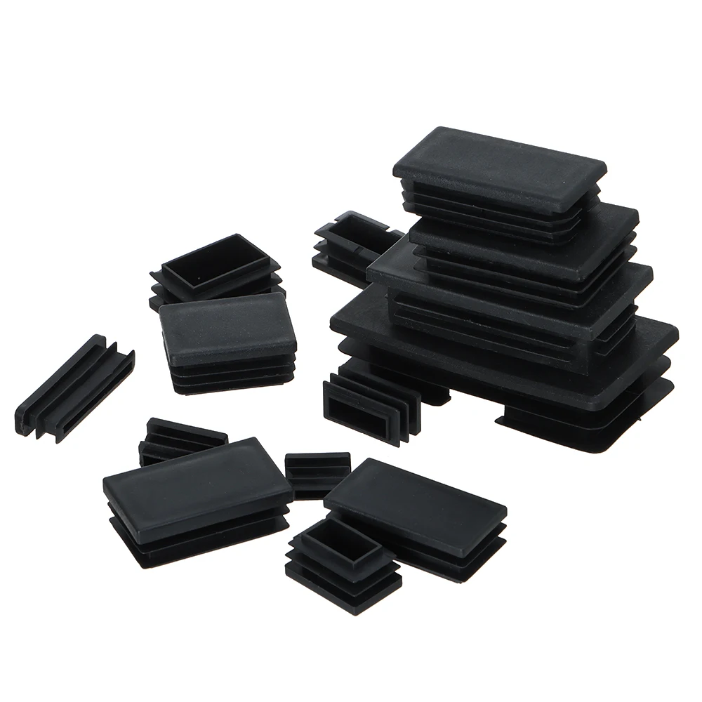 

10pcs Furniture Rectangular Pipe Plug Blanking End Caps Black Plastic Pipe Plug Caps Furniture Accessories Floor Protector