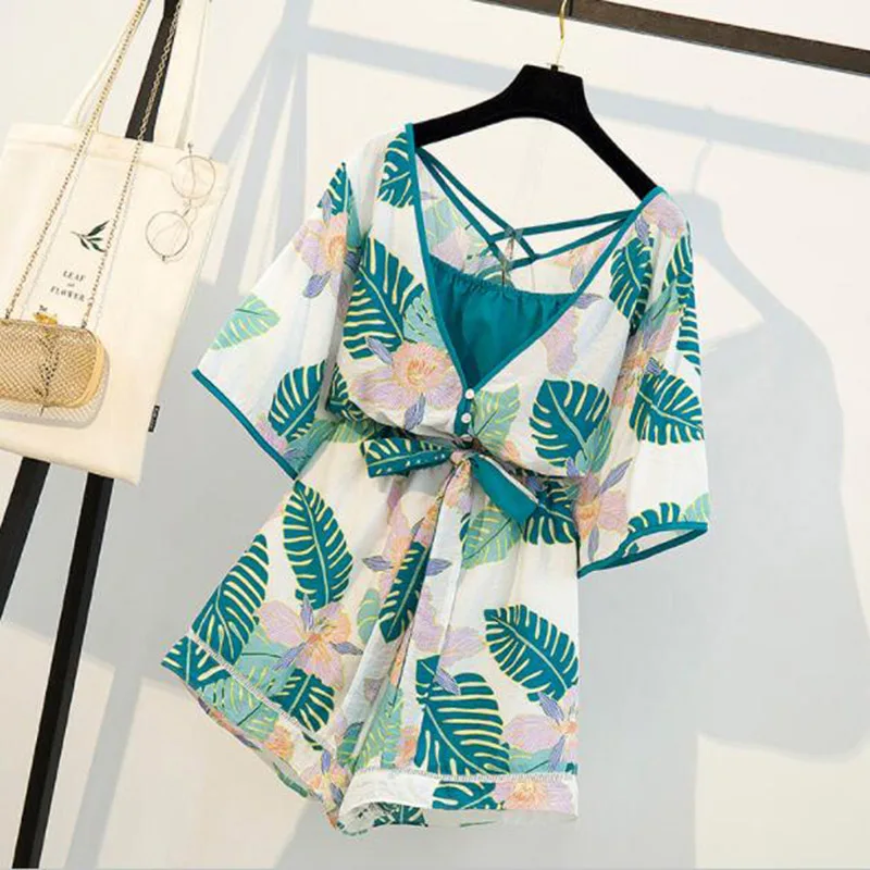 Женский пляжный костюм для отдыха повседневный комбинезон с цветочным рисунком
