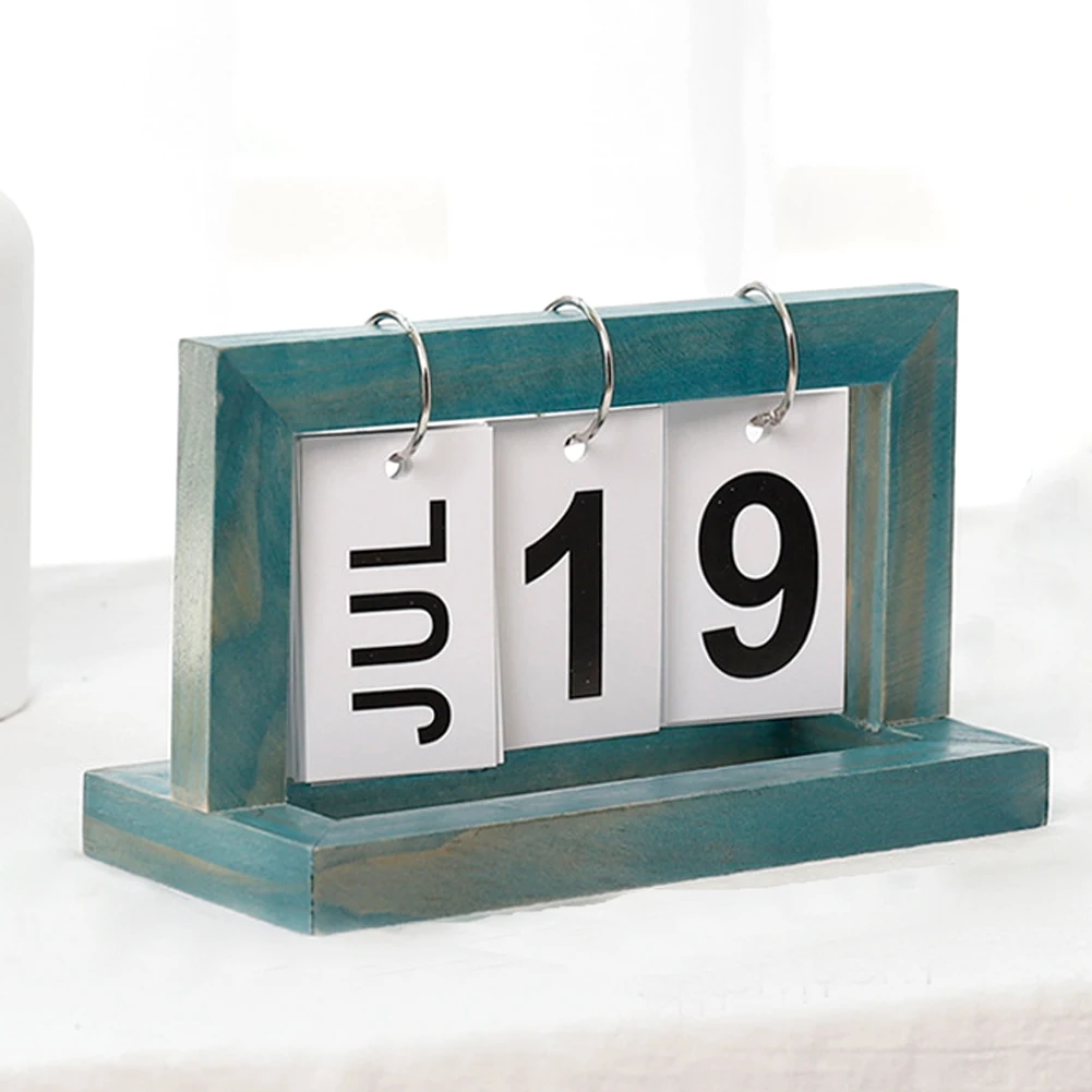 

Desktop Vintage Office Wooden Rustic Calendar Flip Decorative DIY Ornaments Cafe Home