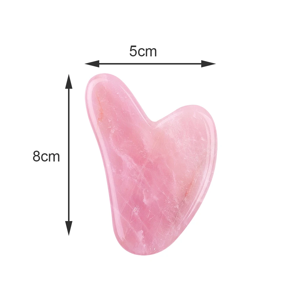 Скребок Для Массажа Гуаша натуральный нефрит розовый кварц камень для лица шеи