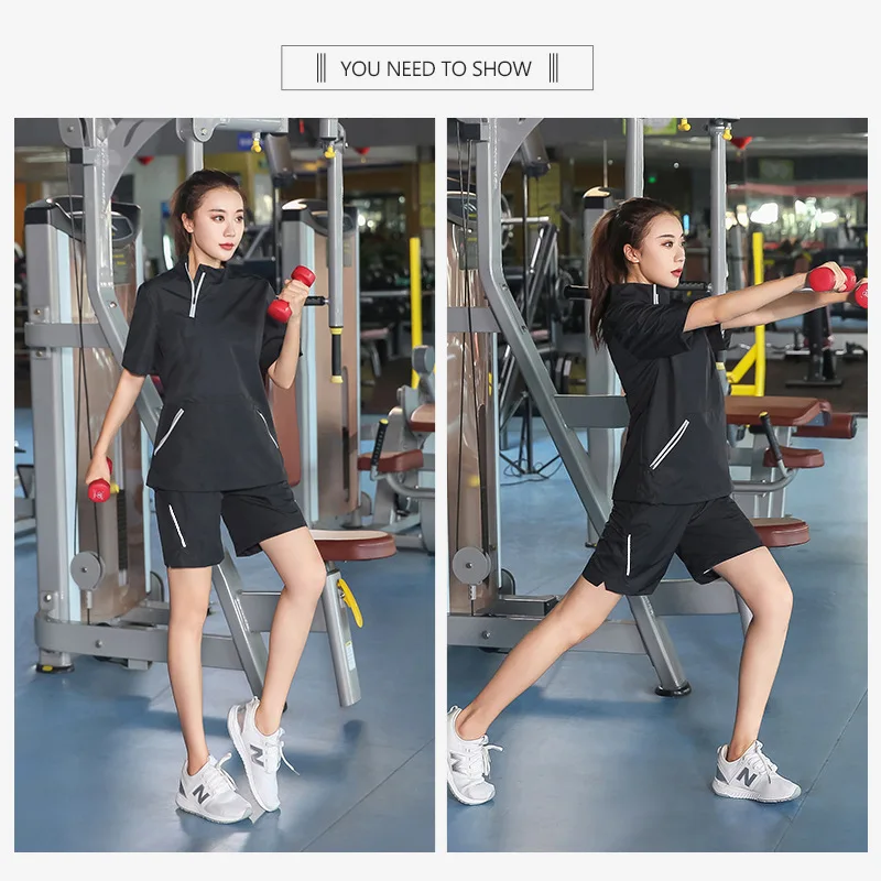 2 шт./компл. женский короткий рукав Йога набор спортивный костюм Профессиональный