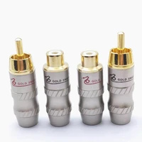 4pcs male audio video connector gold adapter for cable diy gold snake rca hifi goldplated audio cable rca plug
