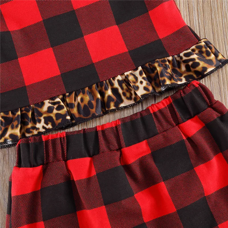 Женская модная Рождественская одежда для маленьких девочек летняя Клетчатая