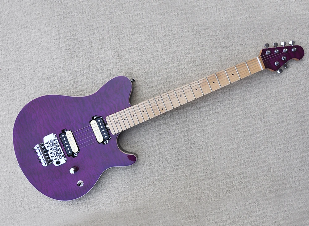 Purple Electric Guitar with Tremolo Quilted Maple Veneer Fretboard |