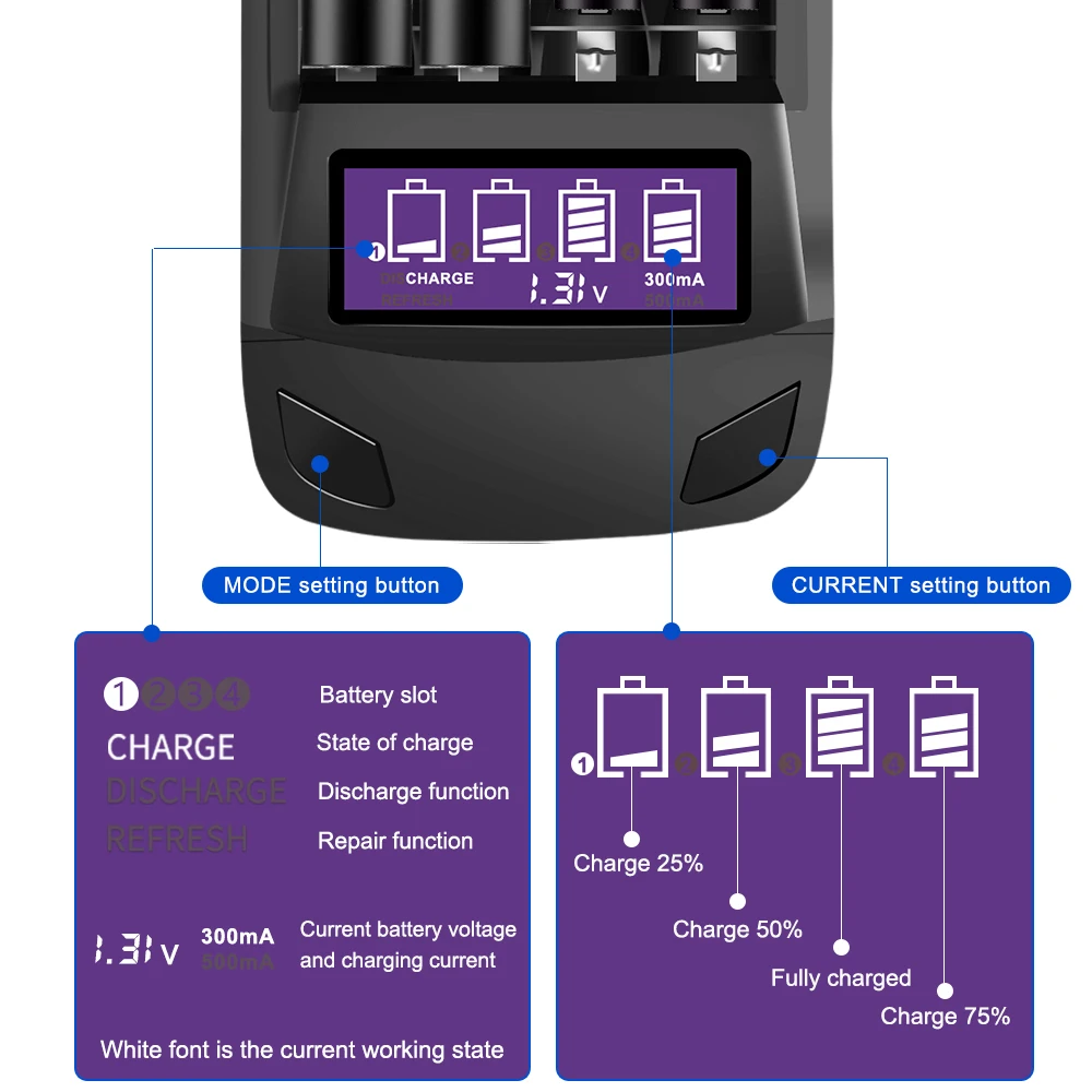 100% Original aa battery rechargeable 2A Batteries with LCD Intelligent smart charger for 1.2v AA AAA Rechargeable batteria 3a |