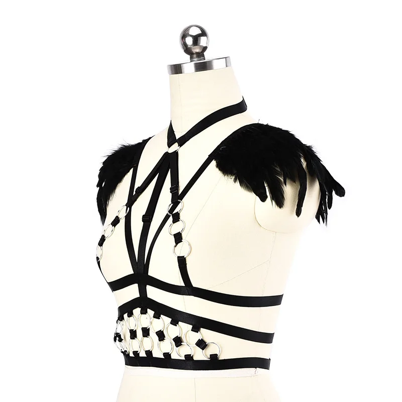 Черное перо металлическое кольцо бретель через шею упряжка для шеи нижнее белье