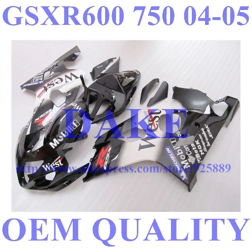

Injection Mold HOT!!Motorcycle Fairing Kits For SUZUKI GSXR600 750 GSXR600 GSXR 750 K4 Tim 2004 2005 Black White Fairings Bodyk