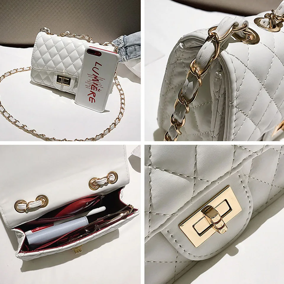 

Women 2021 Luxury Crossbody Bags Fashion Brand Designer Diamond Check PU Leather Messenger Bag Handbags Purses Small Square Bags