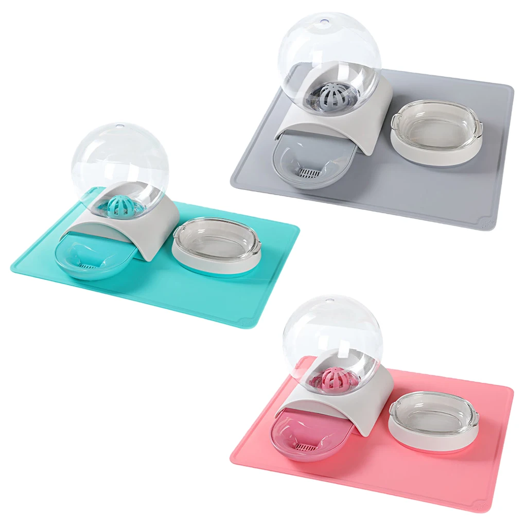 

Pet Feeder Pets Auto Water Bowl Holder Auto Bowls Dispenser Silicone Mat