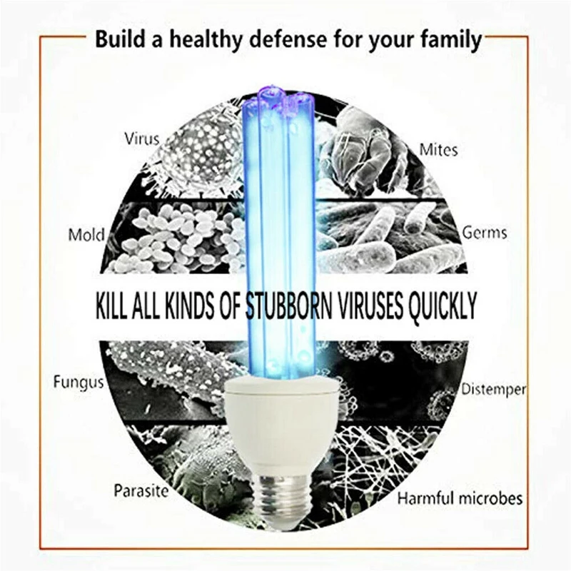 

GTBL 15W E27 UVC Ultraviolet Lamp Compact Germicidal Disinfection Quartz Light Lamp Without Ozone 220V