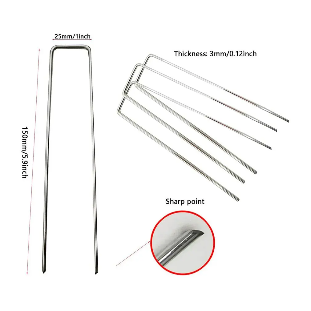 

10pcs Garden Pegs U-shaped Garden Securing Pegs Galvanized Garden Staples Landscape Ground Nails Stakes Pins Spikes