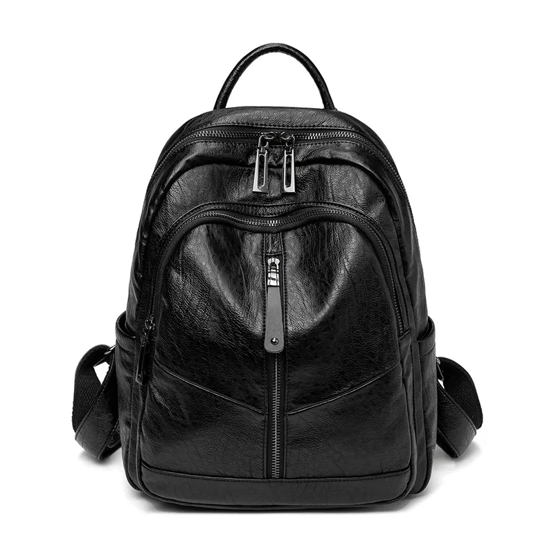 

2021 New Arrivals Women PU Leather Backpacks High Quality Zipper Female High-capacity Solid Casual Backpack For Girls Back Pack