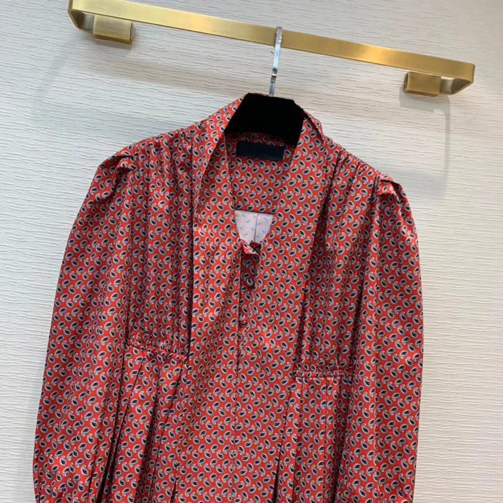 Женское винтажное платье с длинным рукавом повседневное свободное