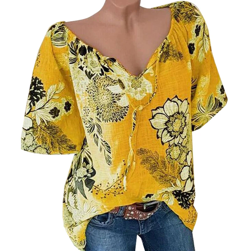 

Women Blouse Shirt Plus Size Casual Loose Summer Fashion 2020 Ladies Top Casual Shirt V neck Women Clothes Tops Blusas shirts