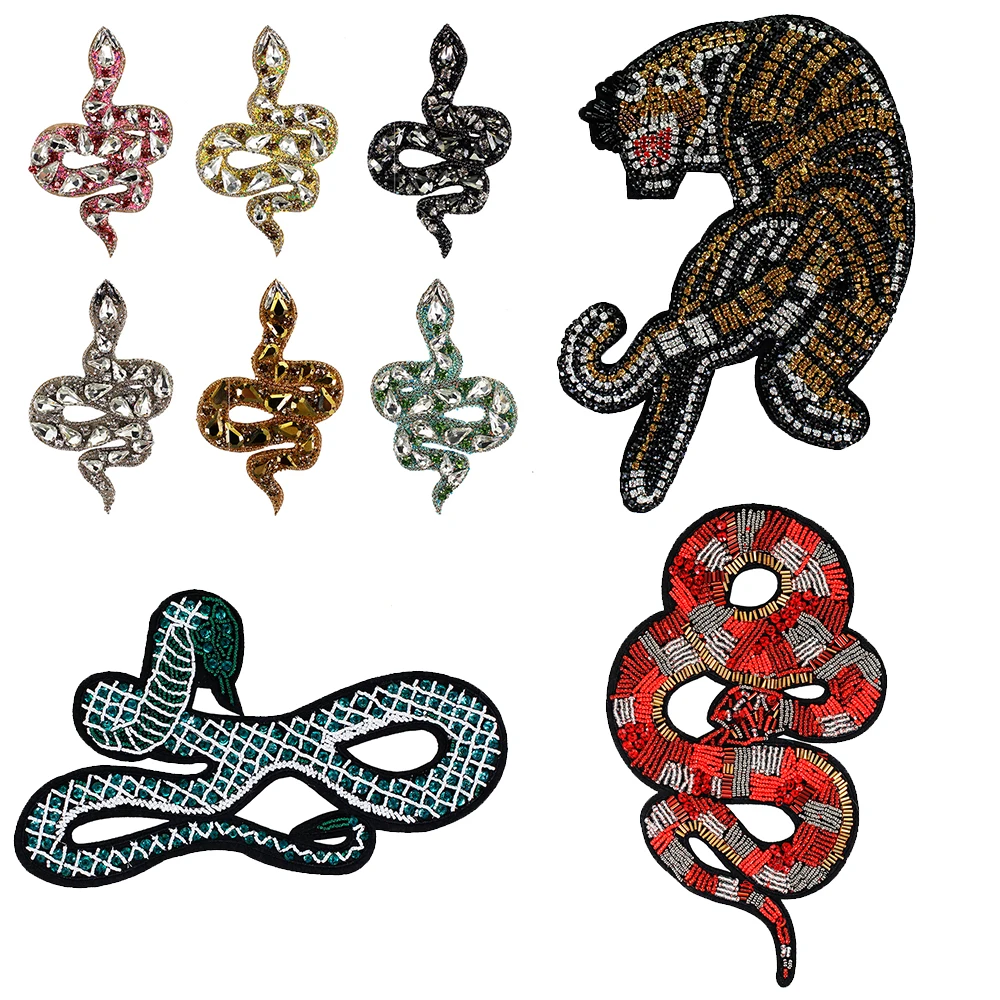 1 шт. большая тигровая бусина маленькая нашивка Змея для шитья алмазная