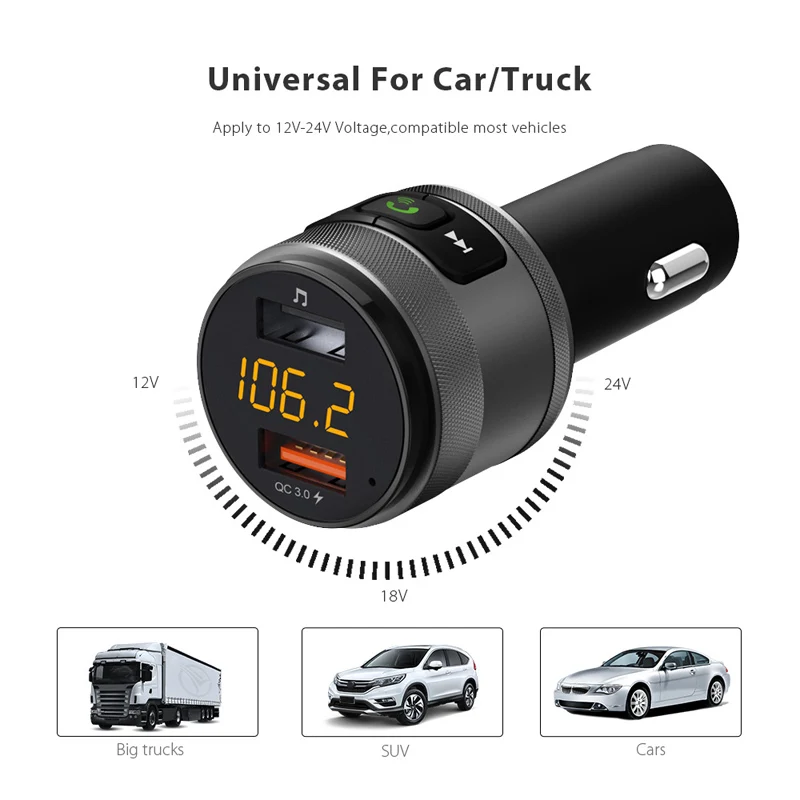 dual usb car charger for huawei p40 p30 pro xiaomi handsfree fm transmitter mp3 quick charge for iphone 12 11 pro max 7 8 plus free global shipping