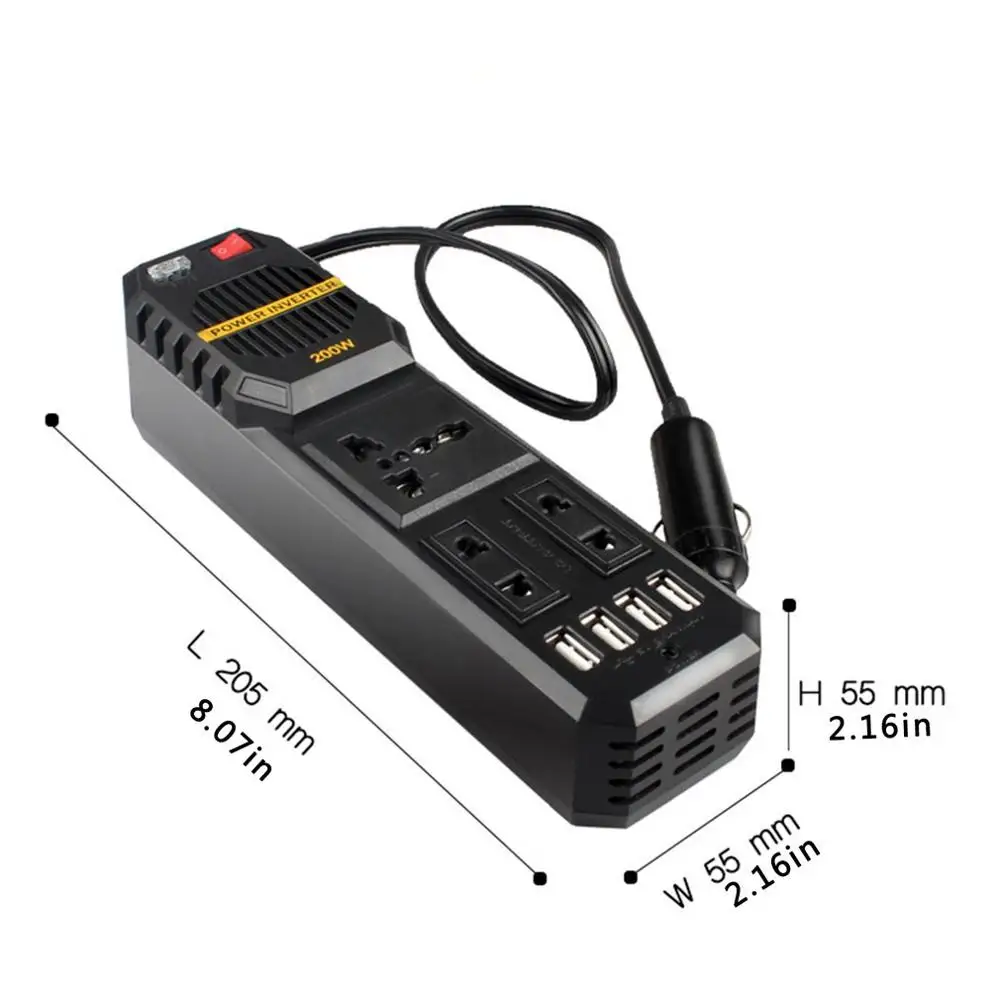 

Car Inverters Auto Power Inverter DC 12V To AC 220V 4 USB Charger Ports Voltage Converter Car Accessories