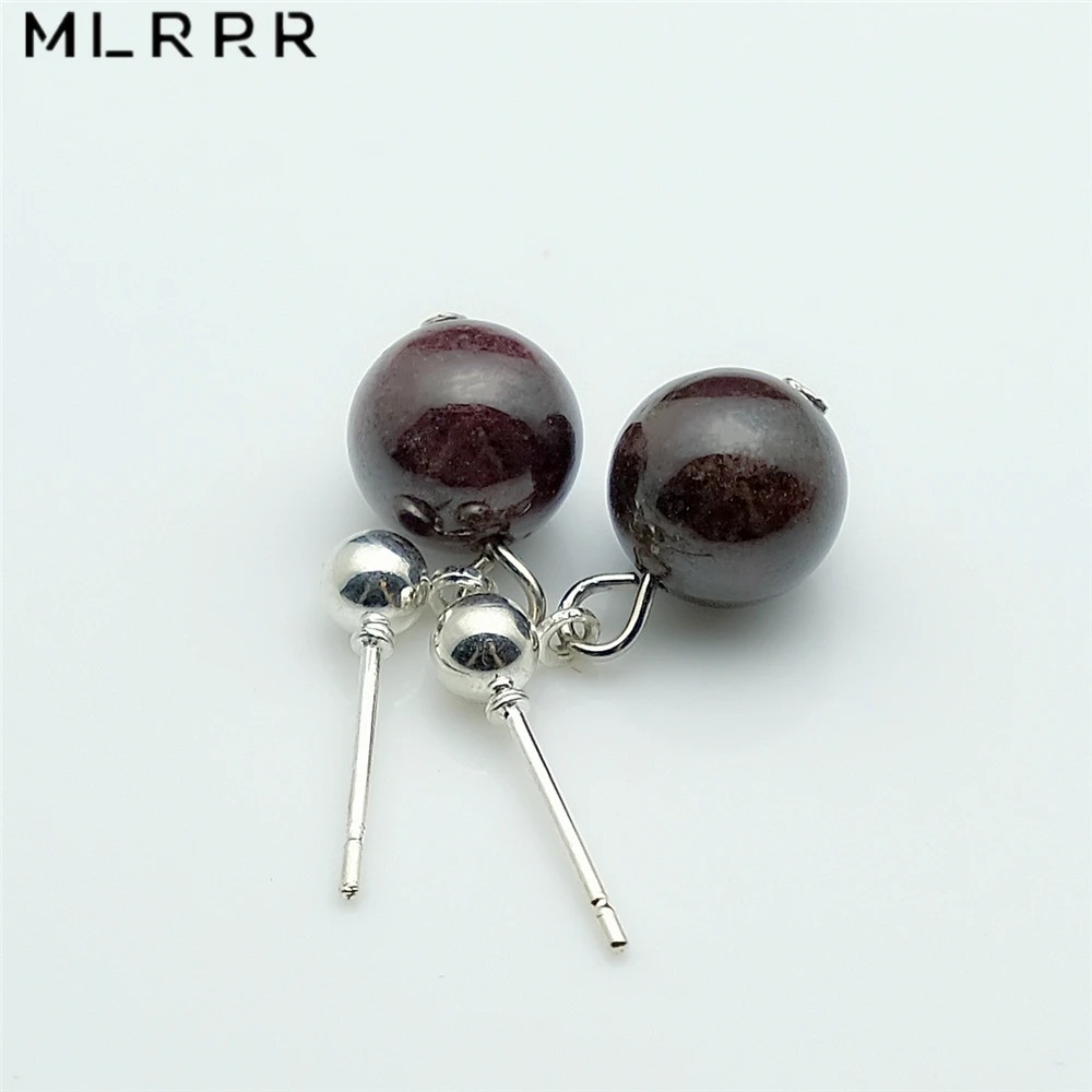 Vintage Classic Natural Stone Jewelry Simple Romantic Fashion Round Deep Red Garnets Chalcedony Beaded Pendant Earrings | Украшения и