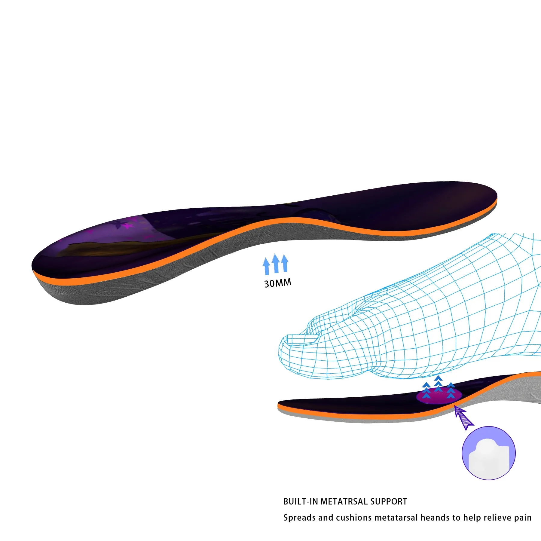 Ортопедические стельки с поддержкой свода стопы коррекция боли в пятке