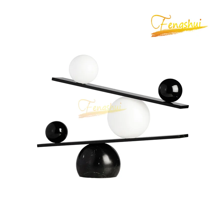 

European LED Glass Ball Balance Table Lamp Modern Light Luxury Marble Table Lamp Creative Table Light Decoration Lights Fixtures