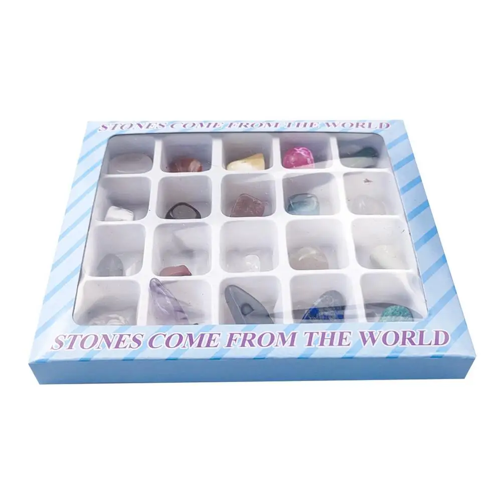 

Mineral Science Kit Rock Collection Kit 20pcs/Set Random Natural Stones Box Fossiles Raw Minerals Crystals Agates Specimen For