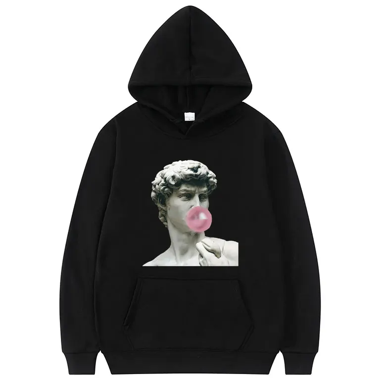 

David Sculpture Miguel Angel Hoodie Tops Men Blowing Bubble Gum Funny Print Hoodies Unisex Couples Oversized Fashion Streetwear