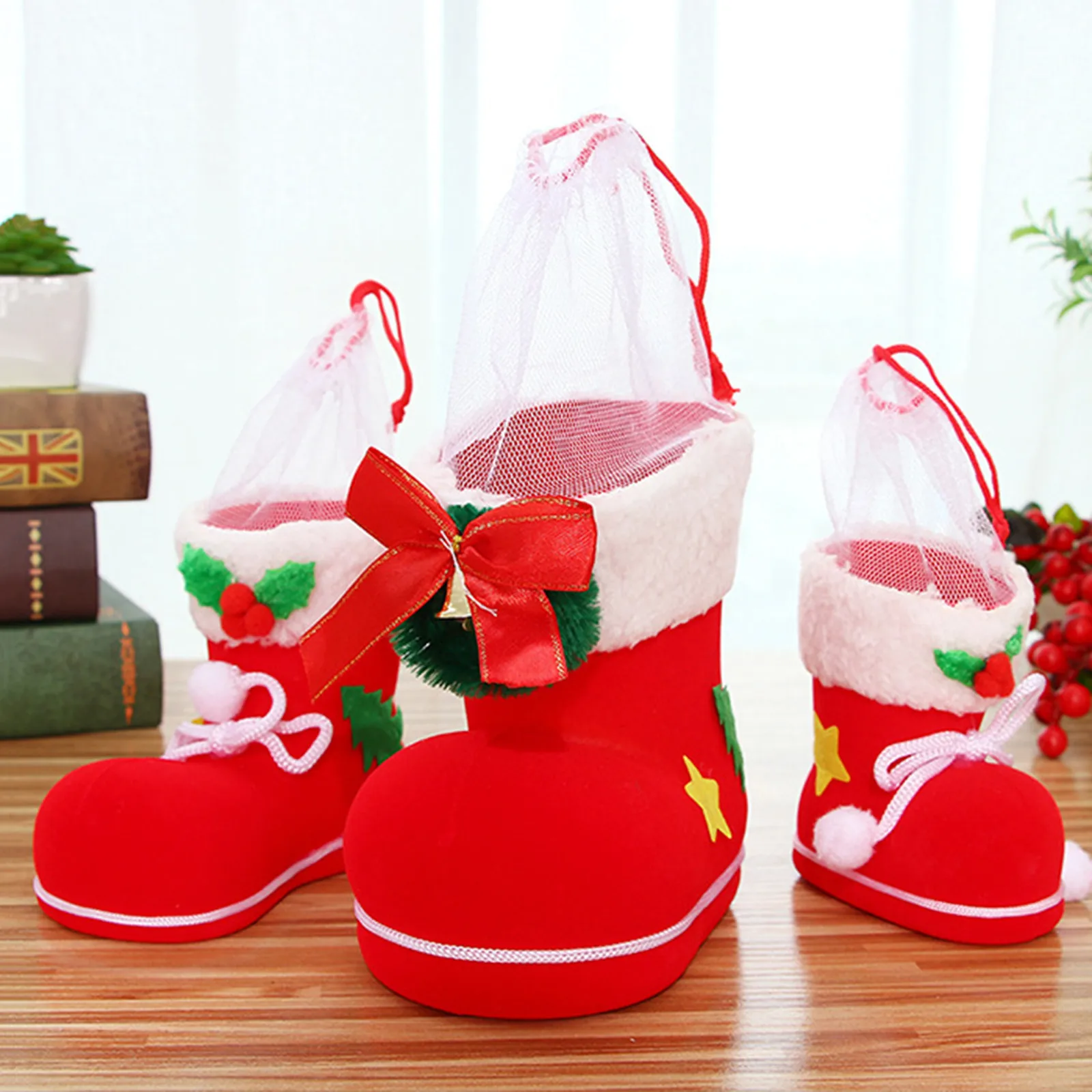 

Новогодние и рождественские ботинки, чулки, конфеты в упаковке, подарок Санты, Сумка Для Стекания, рождественские украшения для дома, рождес...