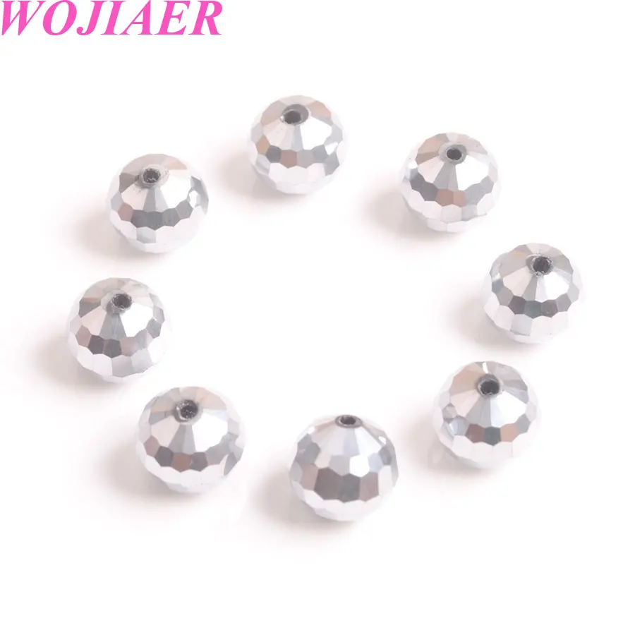 

WOJIAER 100pcs/lot Top Quality Crystal prisms Faceted Round Spacer Loose Beads 12mm DIY Beadwork Handcrafted Jewelry PA3021