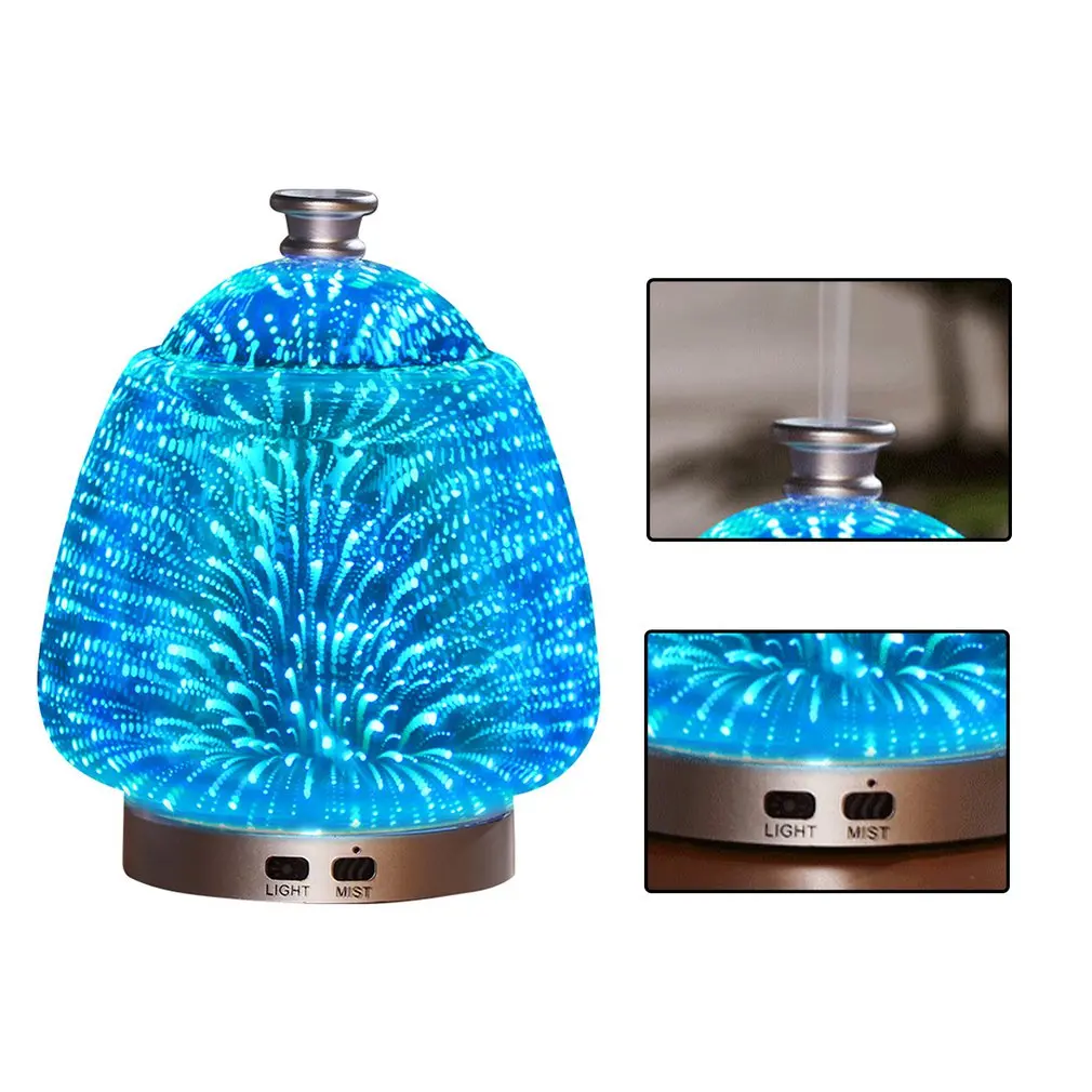 

Aroma Diffuser Humidifier 120ml Colorful Creative Firework Glass Ultrasonic Essential Oil Aroma Lamp Humidifier