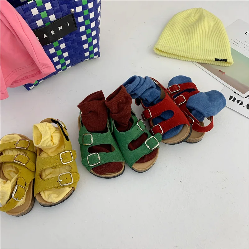 Универсальные пробковые сандалии 4 цветов для маленьких мальчиков и девочек 2020