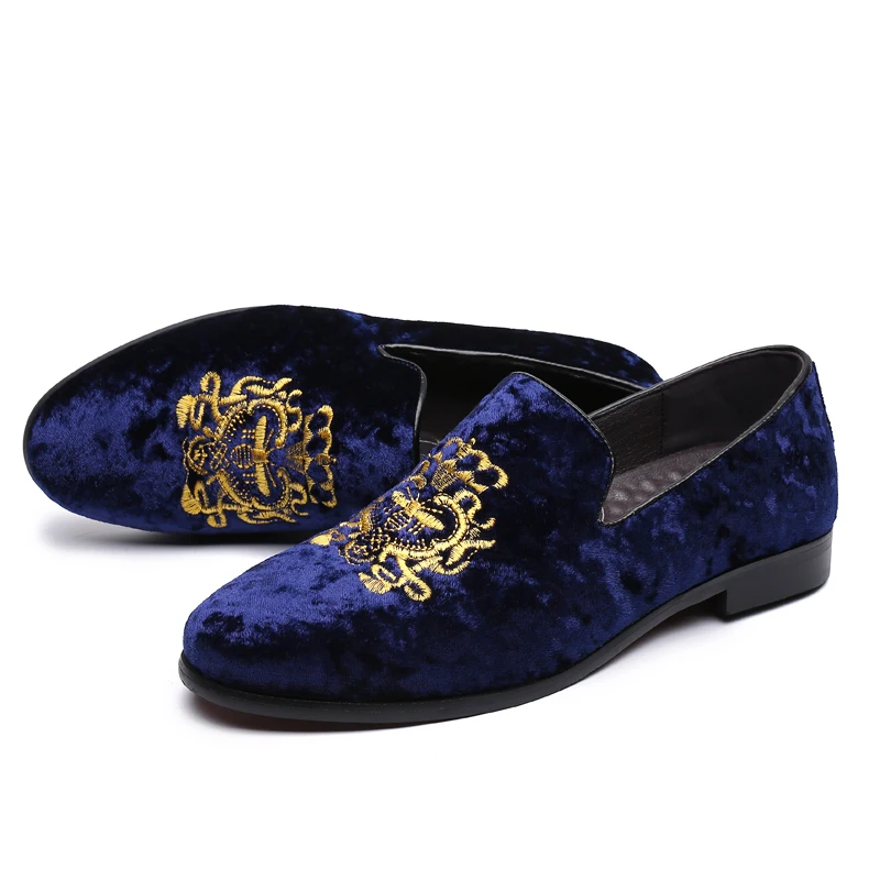 Men's Suede Soft Penny Loafers Embroidered Design Flat Slip-On Formal Men's Velvet Loafer Dress Shoes Size 6~13 chaussure homme
