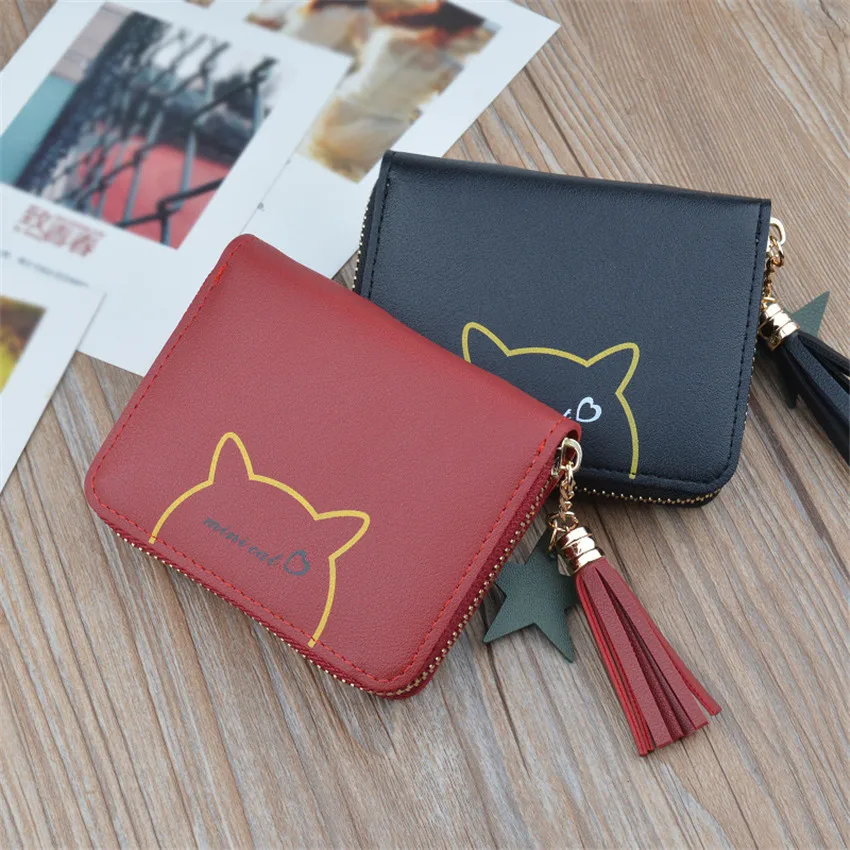 

New Fashion Women Wallet Short Mini Purse Tassel Zipper Stars Wallets Cute Cartoon Purses Coin Purse Card Holde Big Capability